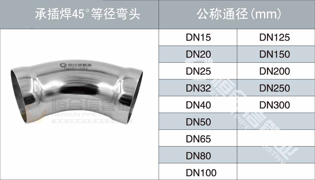 承插焊45°等（děng）徑彎（wān）頭參（cān）數（shù）1